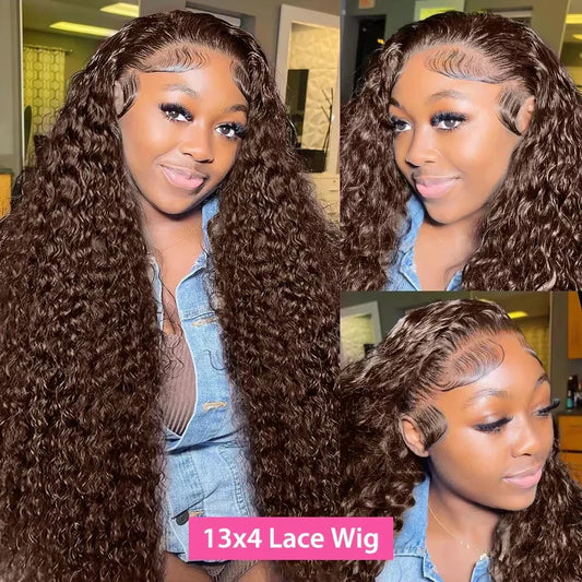 Chocolate Brown Curly Lace Front Wig